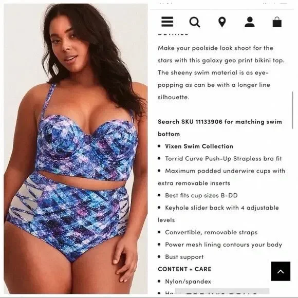 Torrid Bikini Set 2-Piece Geo Swimsuit Galaxy Space Print Women's Plus Size 1 1X - Picture 3 of 16